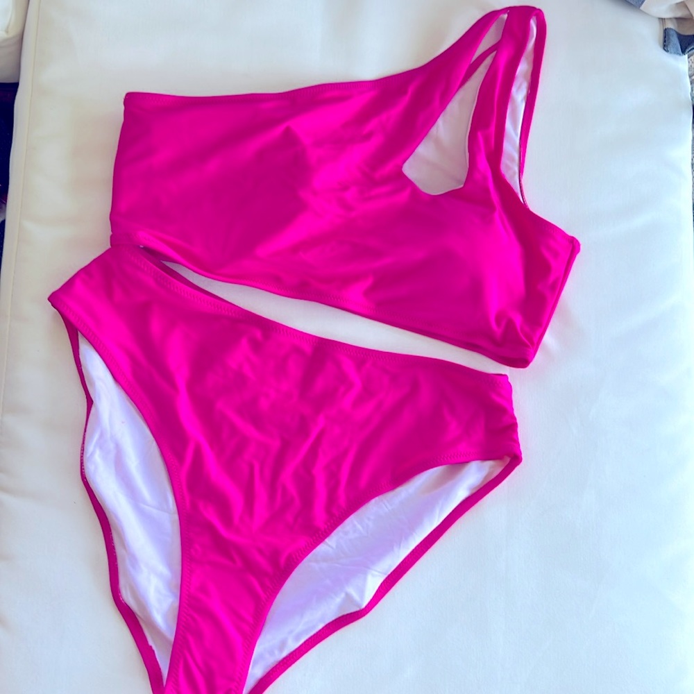 Barbie pink high cut two-piece